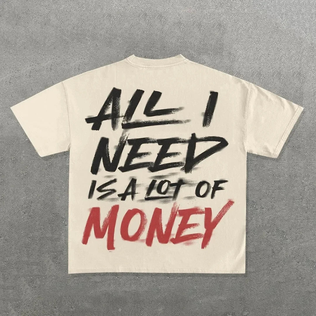 Streetwear Y2k Retro T - Shirt Men's Harajuku Hip Hop Graphic Print Oversized Cotton Crew Neck Gothic Short Sleeve Top Ins - Lucien Store