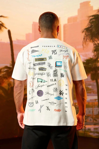 Summer Full Back Printed Short Sleeve Men Loose 240g Cotton T - shirt Cotton Round Neck Casual Fitness Sports Short Sleeve Men - Lucien Store