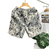 Summer Loose Shorts Couple Popular Versatile Casual Straight Men's Flower Oil Painting Beach Shorts Hawaiian Casual Silk Shorts - Lucien Store