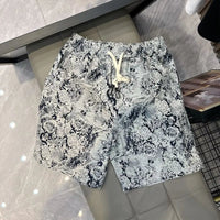 Summer Loose Shorts Couple Popular Versatile Casual Straight Men's Flower Oil Painting Beach Shorts Hawaiian Casual Silk Shorts - Lucien Store