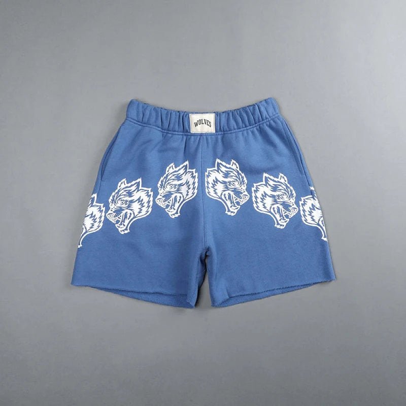 Summer new cotton casual men's five quarter pants printed Wolf head men's shorts outdoor fitness exercise pants - Lucien Store