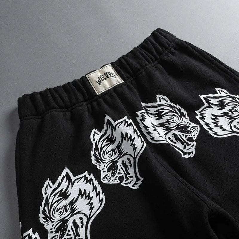 Summer new cotton casual men's five quarter pants printed Wolf head men's shorts outdoor fitness exercise pants - Lucien Store