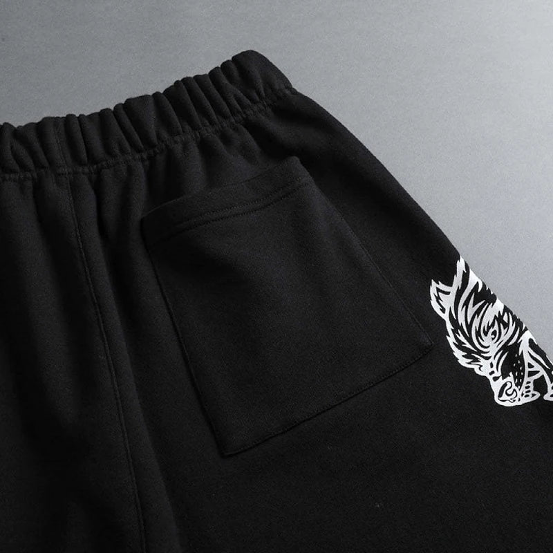 Summer new cotton casual men's five quarter pants printed Wolf head men's shorts outdoor fitness exercise pants - Lucien Store