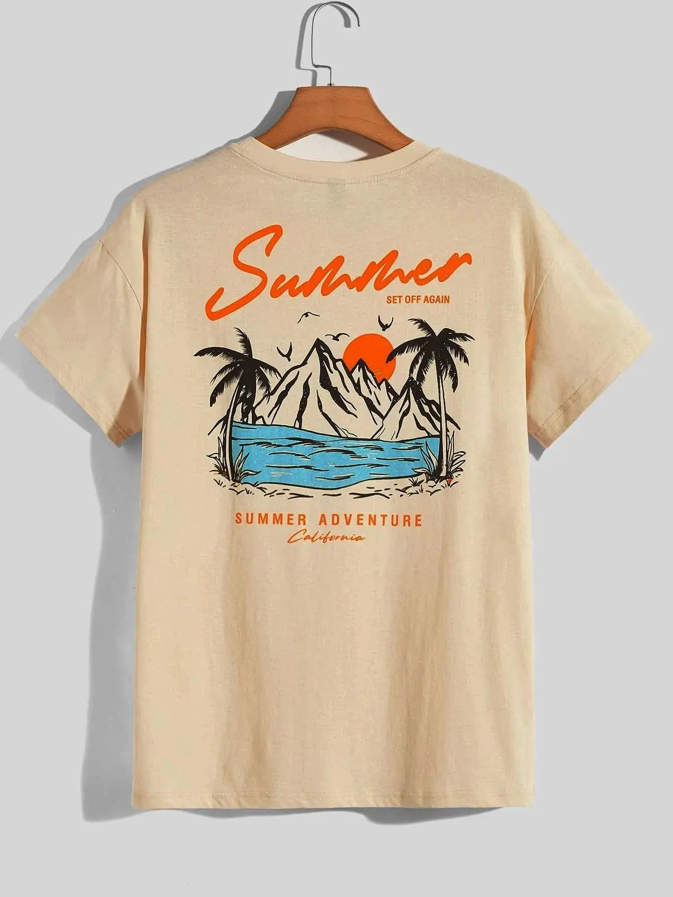 Summer Set Off Again Adventure California Mens T - Shirt Cotton Loose Tee Clothing Fashion Sweat Clothes Oversized Summer Tops - Lucien Store