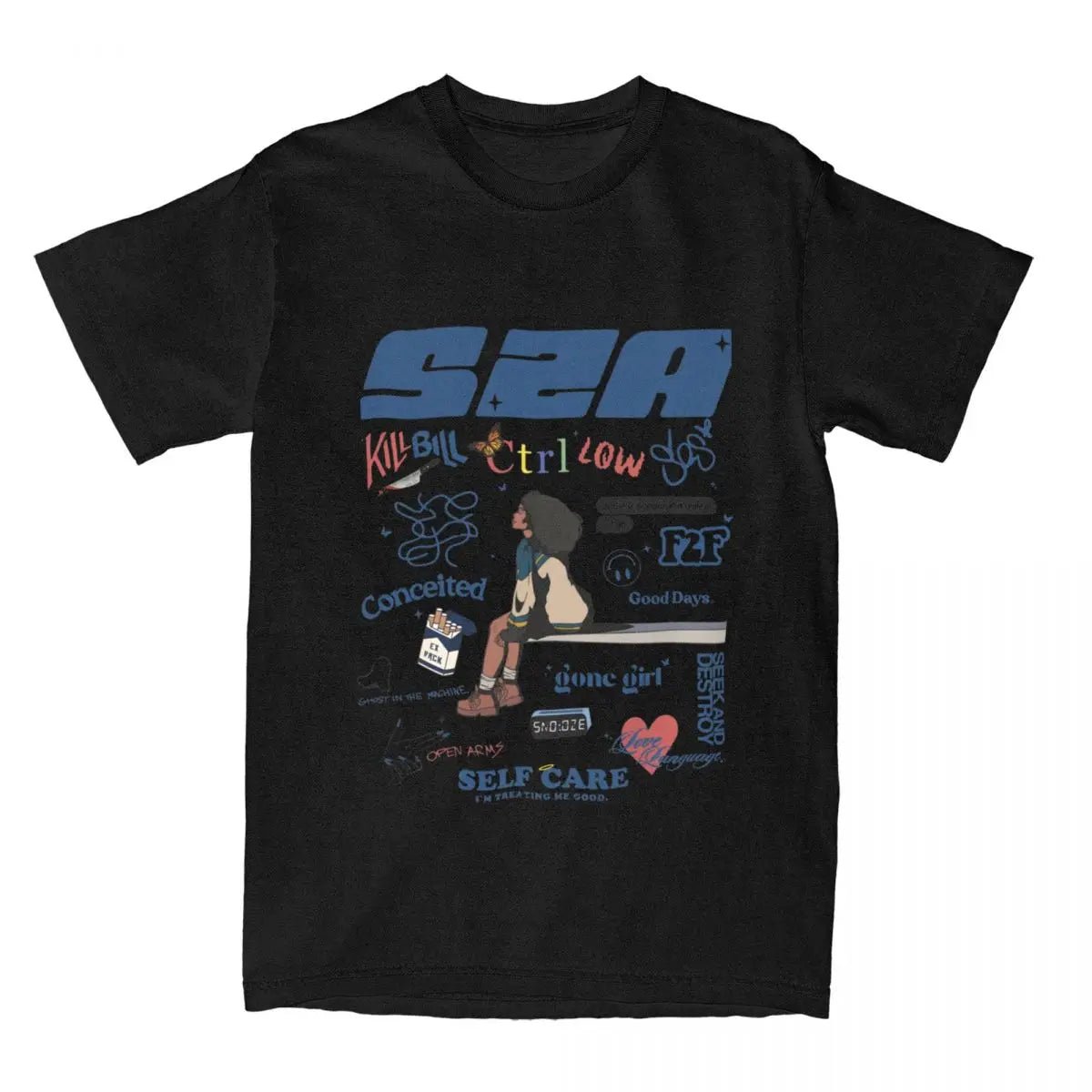 SZA SOS Song Men Women T Shirt Summer Short Sleeve Vintage Pure Cotton Round Neck T Shirt Large Size T Shirt - Lucien Store