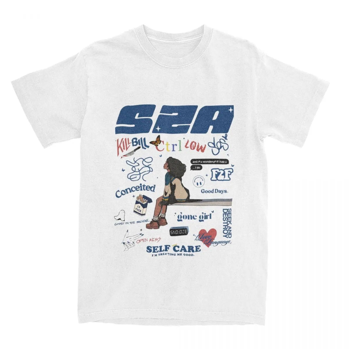 SZA SOS Song Men Women T Shirt Summer Short Sleeve Vintage Pure Cotton Round Neck T Shirt Large Size T Shirt - Lucien Store