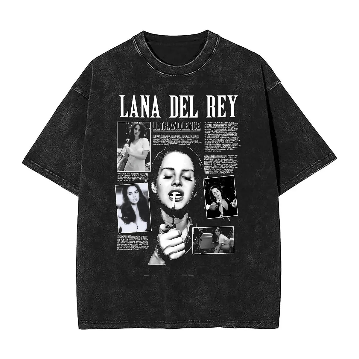 vintage Lana Del Ray Washed T - Shirt Men Streetwear Cotton T - Shirts Summer Crewneck Novelty Tees Design Oversize Tops - Lucien Store